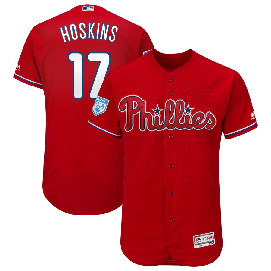 Phillies #17 Rhys Hoskins Red 2019 Spring Training Flex Base Stitched MLB Jersey Phillies #17 Rhys Hoskins Red 2019 Spring Training Flex Base Stitched MLB Jersey