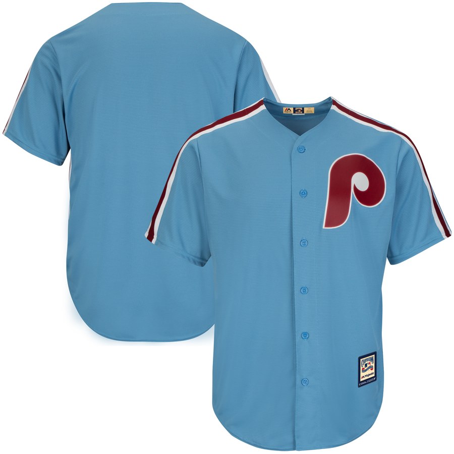 Philadelphia Phillies Majestic Big & Tall Cooperstown Replica Cool Base Team Jersey Light Blue Philadelphia Phillies Majestic Big & Tall Cooperstown Replica Cool Base Team Jersey Light Blue