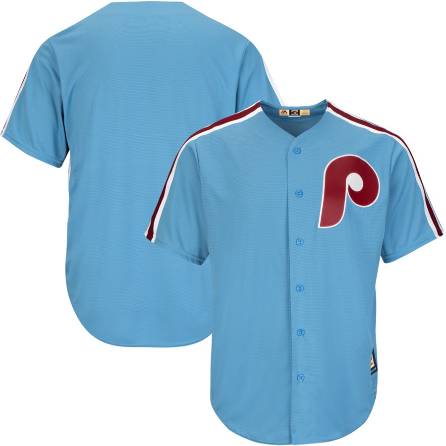 Philadelphia Phillies Majestic Cooperstown Cool Base Team Jersey Light Blue Philadelphia Phillies Majestic Cooperstown Cool Base Team Jersey Light Blue