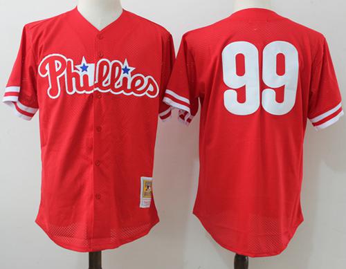 Mitchell And Ness Phillies #99 Mitch Williams Red Throwback Stitched MLB Jersey Mitchell And Ness Phillies #99 Mitch Williams Red Throwback Stitched MLB Jersey
