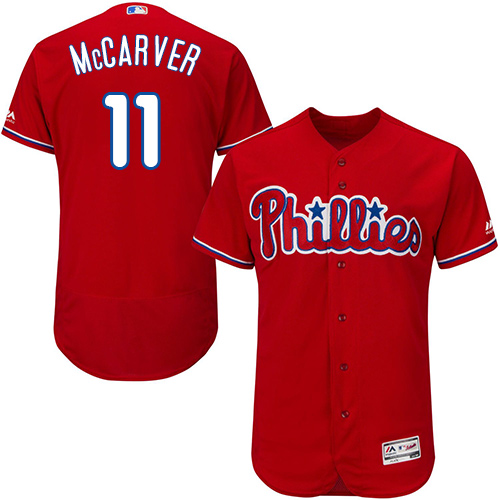 Phillies #11 Tim McCarver Red Flexbase Authentic Collection Stitched MLB Jersey Phillies #11 Tim McCarver Red Flexbase Authentic Collection Stitched MLB Jersey