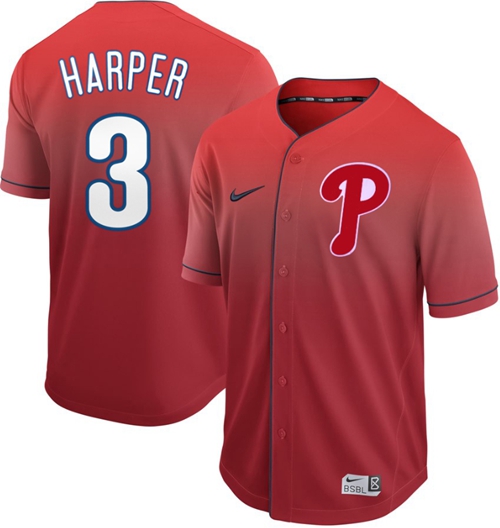 Nike Phillies #3 Bryce Harper Red Fade Authentic Stitched MLB Jersey Nike Phillies #3 Bryce Harper Red Fade Authentic Stitched MLB Jersey