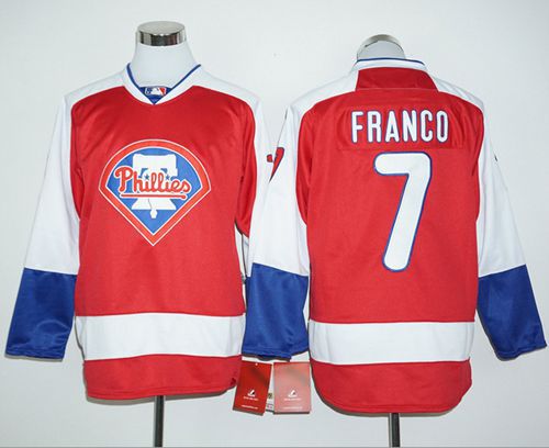 Phillies #7 Maikel Franco Red Long Sleeve Stitched MLB Jersey Phillies #7 Maikel Franco Red Long Sleeve Stitched MLB Jersey