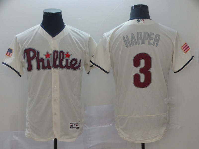 Philadelphia Phillies #3 Bryce Harper Cream Independence Day Flexbase Authentic Stitched MLB Jersey Philadelphia Phillies #3 Bryce Harper Cream Independence Day Flexbase Authentic Stitched MLB Jersey