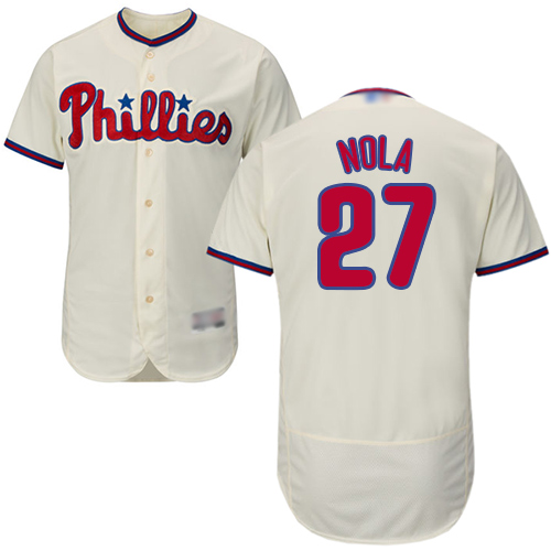 Phillies #27 Aaron Nola Cream Flexbase Authentic Collection Stitched MLB Jersey Phillies #27 Aaron Nola Cream Flexbase Authentic Collection Stitched MLB Jersey