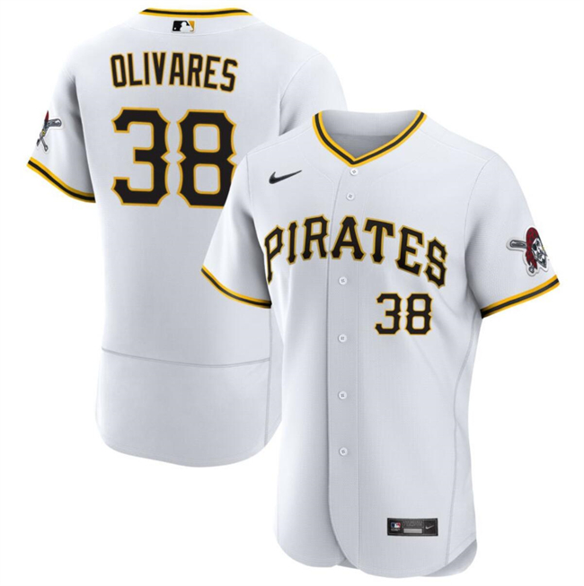 Men's Pittsburgh Pirates #38 Edward Olivares White Flex Base Stitched Baseball Jersey Men's Pittsburgh Pirates #38 Edward Olivares White Flex Base Stitched Baseball Jersey