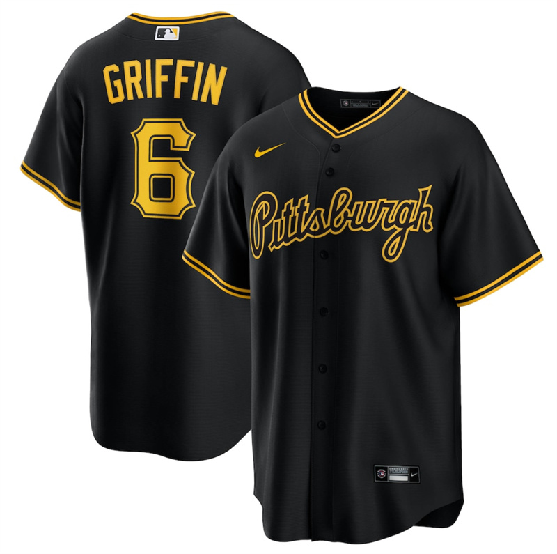 Men's Pittsburgh Pirates #6 Konnor Griffin Black 2026 Cool Base Stitched Baseball Jersey Men's Pittsburgh Pirates #6 Konnor Griffin Black 2026 Cool Base Stitched Baseball Jersey