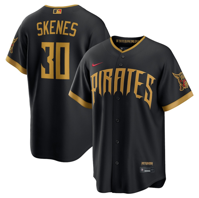 Men's Pittsburgh Pirates #30 Paul Skenes Black 2026 City Connect Stadium Stitched Baseball Jersey Men's Pittsburgh Pirates #30 Paul Skenes Black 2026 City Connect Stadium Stitched Baseball Jersey