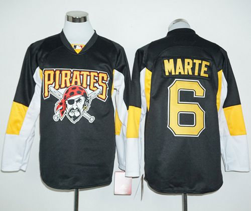 Pirates #6 Starling Marte Black Long Sleeve Stitched MLB Jersey Pirates #6 Starling Marte Black Long Sleeve Stitched MLB Jersey