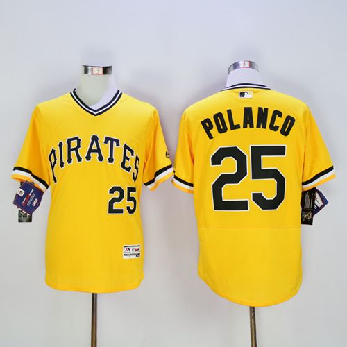 Pirates #25 Gregory Polanco Gold Flexbase Authentic Collection Stitched MLB Jersey Pirates #25 Gregory Polanco Gold Flexbase Authentic Collection Stitched MLB Jersey