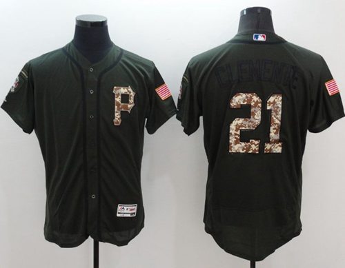 Pirates #21 Roberto Clemente Green Flexbase Authentic Collection Salute to Service Stitched MLB Jersey Pirates #21 Roberto Clemente Green Flexbase Authentic Collection Salute to Service Stitched MLB Jersey