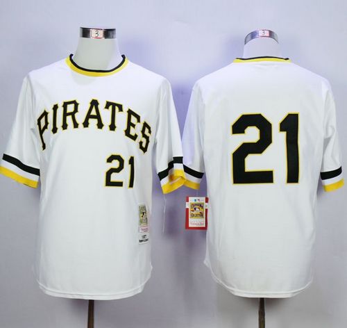 Mitchell and Ness 1971 Pirates #21 Roberto Clemente Stitched White Throwback MLB Jersey Mitchell and Ness 1971 Pirates #21 Roberto Clemente Stitched White Throwback MLB Jersey