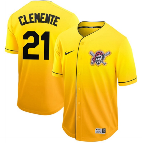 Nike Pirates #21 Roberto Clemente Gold Fade Authentic Stitched MLB Jersey Nike Pirates #21 Roberto Clemente Gold Fade Authentic Stitched MLB Jersey