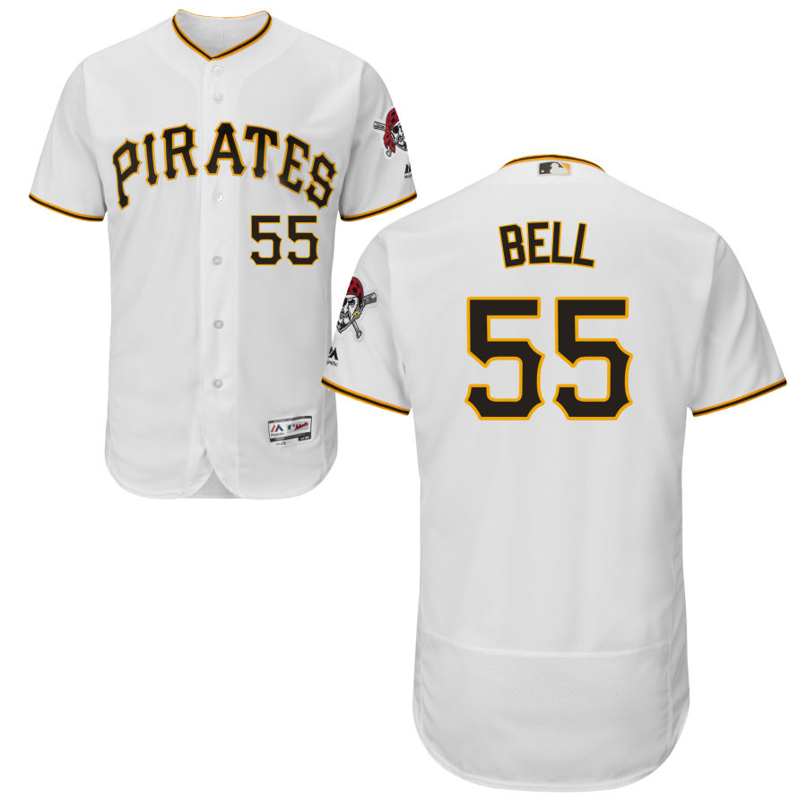 Pittsburgh Pirates #55 Josh Bell Majestic Home Flex Base Authentic Collection Jersey White Pittsburgh Pirates #55 Josh Bell Majestic Home Flex Base Authentic Collection Jersey White