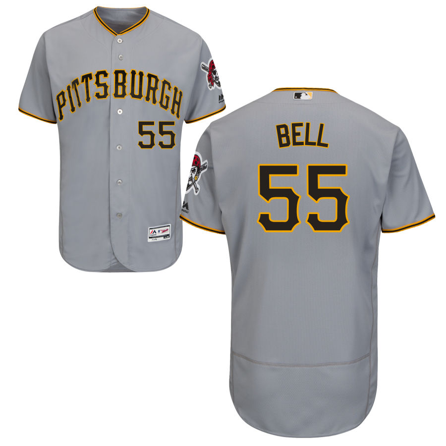 Pittsburgh Pirates #55 Josh Bell Majestic Road Flex Base Authentic Collection Jersey Gray Pittsburgh Pirates #55 Josh Bell Majestic Road Flex Base Authentic Collection Jersey Gray