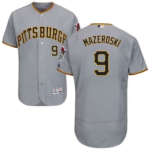 Pirates #9 Bill Mazeroski Grey Flexbase Authentic Collection Stitched MLB Jersey Pirates #9 Bill Mazeroski Grey Flexbase Authentic Collection Stitched MLB Jersey