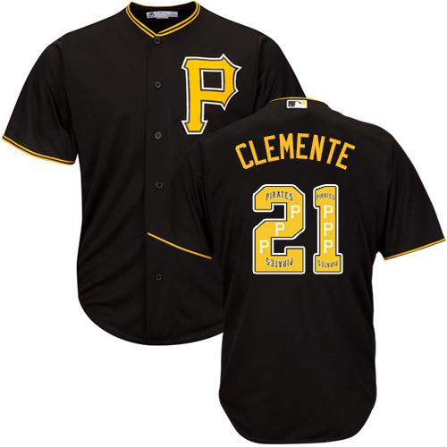 Pirates #21 Roberto Clemente Black Team Logo Fashion Stitched MLB Jersey Pirates #21 Roberto Clemente Black Team Logo Fashion Stitched MLB Jersey
