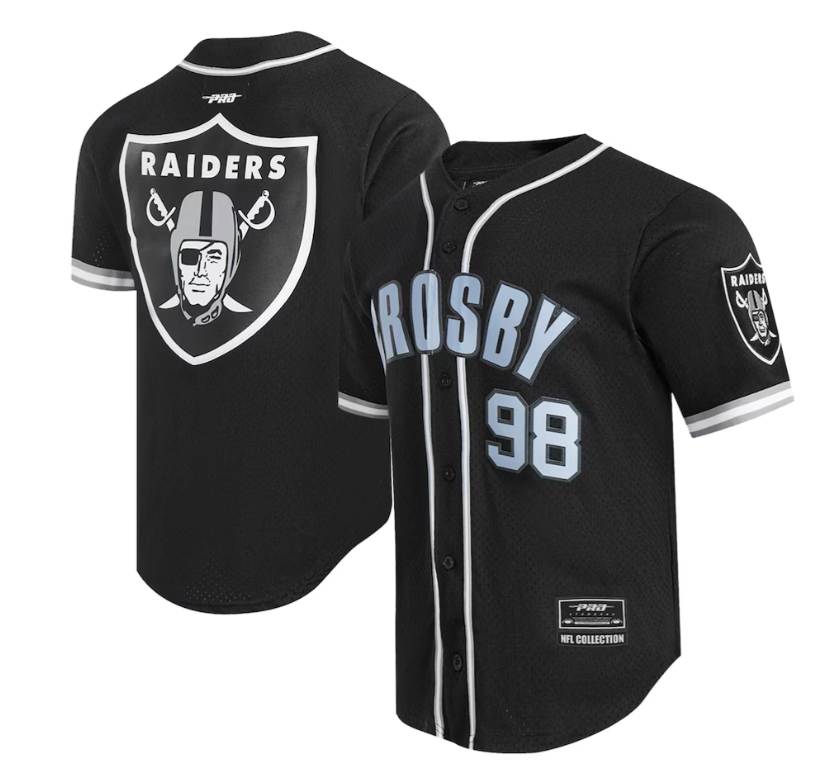 Men's Las Vegas Raiders #98 Maxx Crosby Black Stitched Baseball Jersey