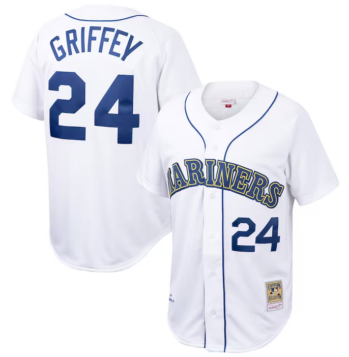 Mariners #24Ken Griffey Jr. White Mitchell & Ness Throwback Stitched Jersey Mariners #24Ken Griffey Jr. White Mitchell & Ness Throwback Stitched Jersey