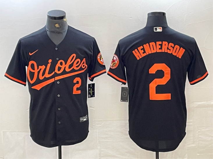 Men's Baltimore Orioles #2 Gunnar Henderson Black Cool Base Stitched Jersey