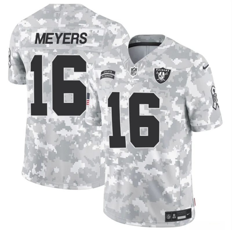 Men's Las Vegas Raiders #16 Jakobi Meyers 2024 F.U.S.E Arctic Camo Salute to Service Limited Stitched Football Jersey Men's Las Vegas Raiders #16 Jakobi Meyers 2024 F.U.S.E Arctic Camo Salute to Service Limited Stitched Football Jersey