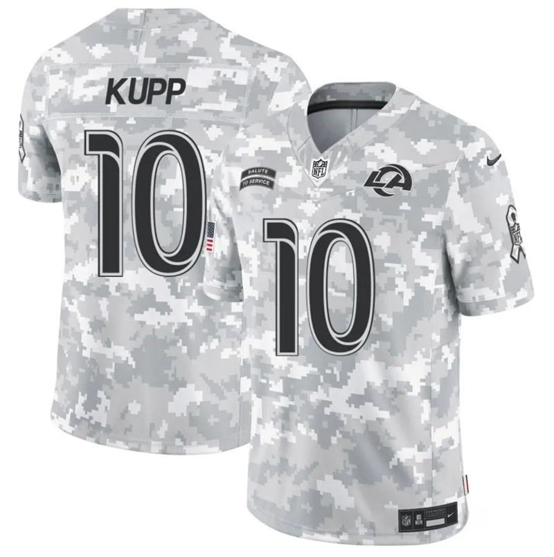 Men's Los Angeles Rams #10 Cooper Kupp 2024 F.U.S.E Arctic Camo Salute to Service Limited Stitched Football Jersey Men's Los Angeles Rams #10 Cooper Kupp 2024 F.U.S.E Arctic Camo Salute to Service Limited Stitched Football Jersey