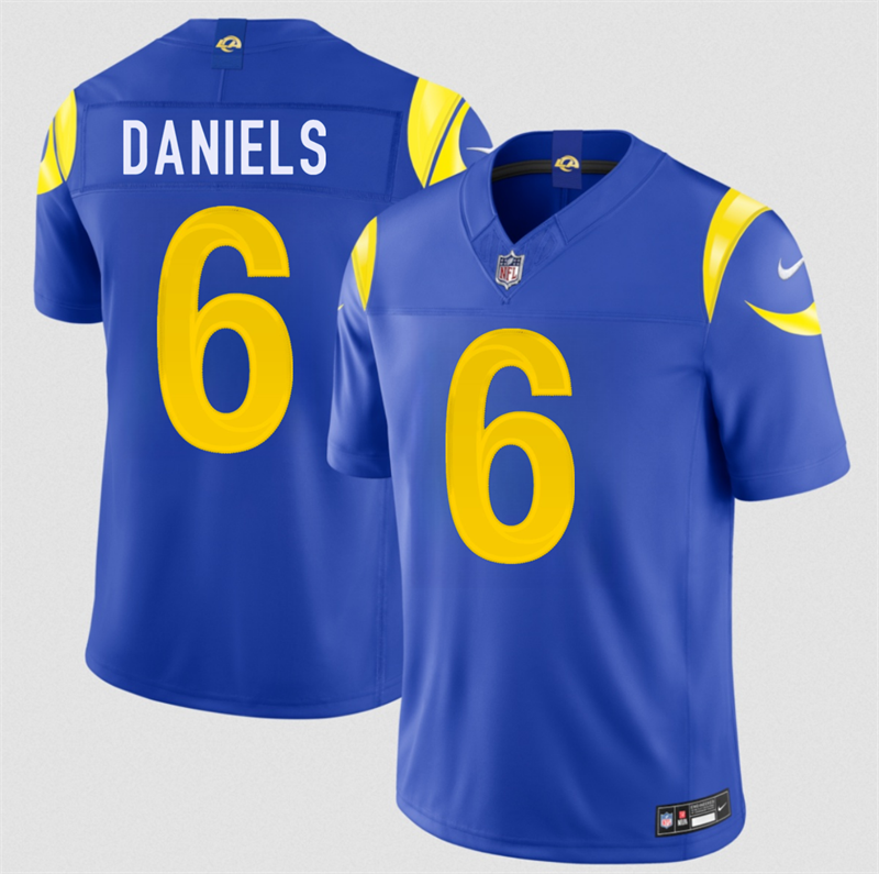 Men's Los Angeles Rams #6 CJ Daniels Royal 2026 Draft F.U.S.E. Vapor Limited Stitched Football Jersey Men's Los Angeles Rams #6 CJ Daniels Royal 2026 Draft F.U.S.E. Vapor Limited Stitched Football Jersey