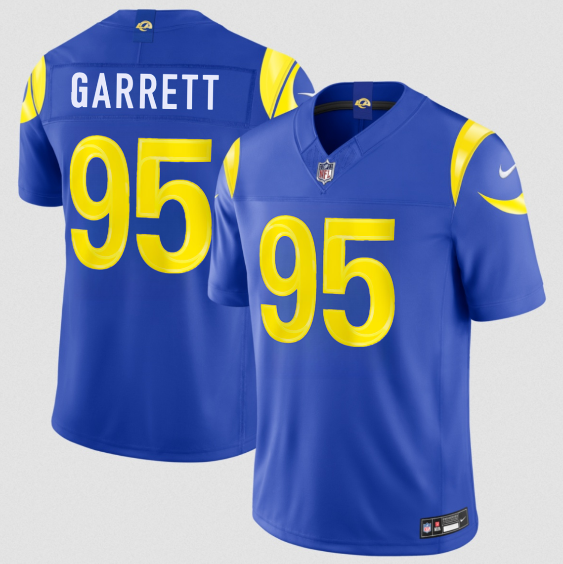 Men's Los Angeles Rams #95 Myles Garrett Royal 2026 F.U.S.E. Vapor Limited Stitched Football Jersey Men's Los Angeles Rams #95 Myles Garrett Royal 2026 F.U.S.E. Vapor Limited Stitched Football Jersey