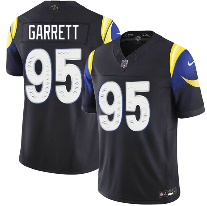 Men's Los Angeles Rams #95 Myles Garrett Black 2025 F.U.S.E. “Rivalries” Vapor Limited Stitched Football Jersey Men's Los Angeles Rams #95 Myles Garrett Black 2025 F.U.S.E. “Rivalries” Vapor Limited Stitched Football Jersey