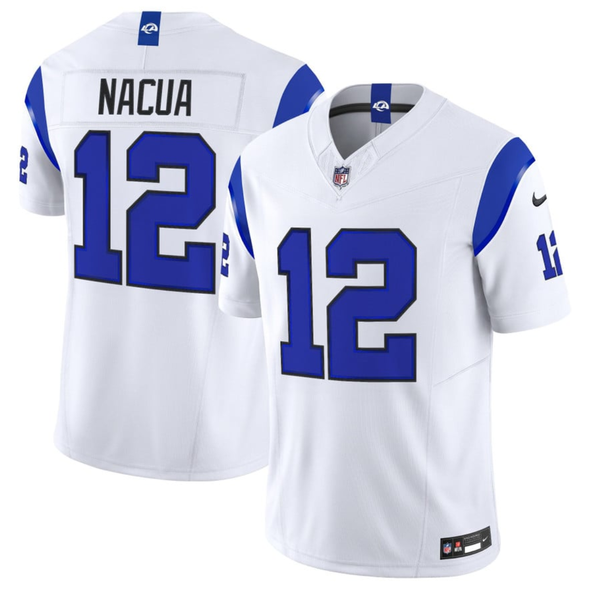 Men's Los Angeles Rams #12 Puka Nacua White Fearsome 2026 F.U.S.E. Vapor Limited Stitched Football Jersey Men's Los Angeles Rams #12 Puka Nacua White Fearsome 2026 F.U.S.E. Vapor Limited Stitched Football Jersey