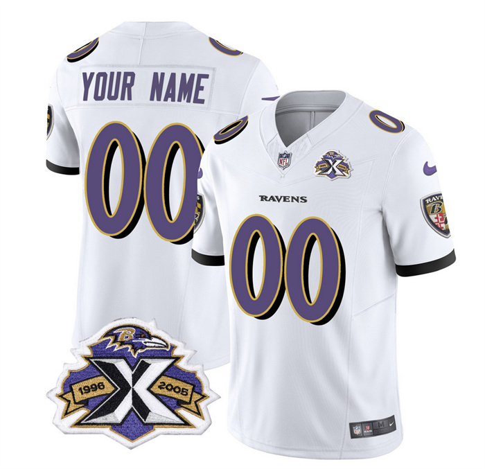 Men's Baltimore Ravens Active Player Custom White 2023 F.U.S.E With Patch Throwback Vapor Limited Jersey Men's Baltimore Ravens Active Player Custom White 2023 F.U.S.E With Patch Throwback Vapor Limited Jersey
