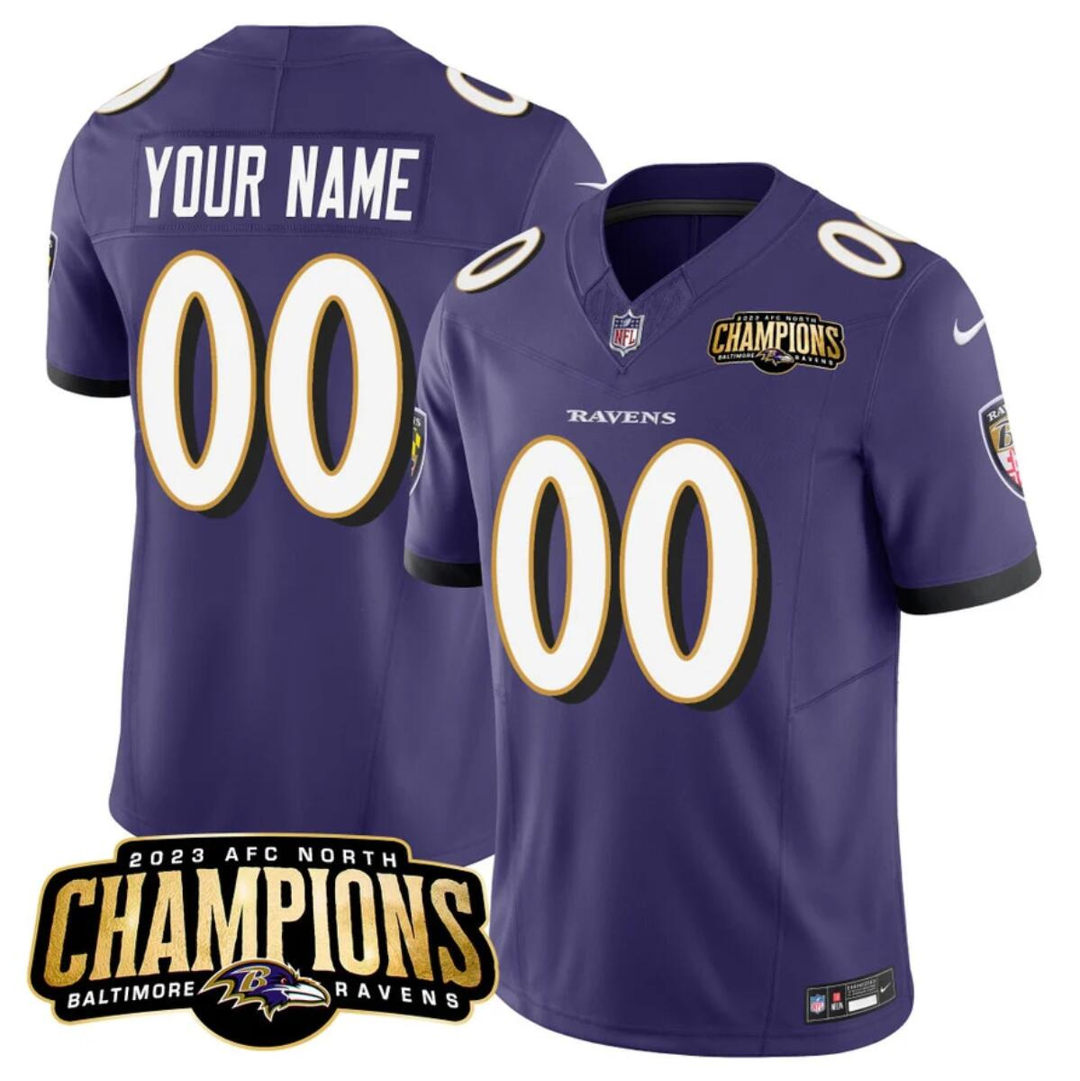 Men's Baltimore Ravens Active Player Custom Purple 2023 F.U.S.E. AFC North Champions Vapor Limited Football Jersey Men's Baltimore Ravens Active Player Custom Purple 2023 F.U.S.E. AFC North Champions Vapor Limited Football Jersey