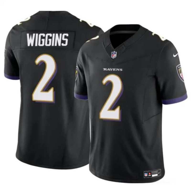 Men's Baltimore Ravens #2 Nate Wiggins Black 2024 Draft F.U.S.E Vapor Limited Football Jersey Men's Baltimore Ravens #2 Nate Wiggins Black 2024 Draft F.U.S.E Vapor Limited Football Jersey