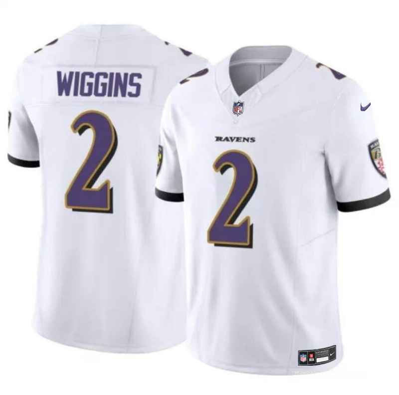 Men's Baltimore Ravens #2 Nate Wiggins White 2024 Draft F.U.S.E Vapor Limited Football Jersey Men's Baltimore Ravens #2 Nate Wiggins White 2024 Draft F.U.S.E Vapor Limited Football Jersey