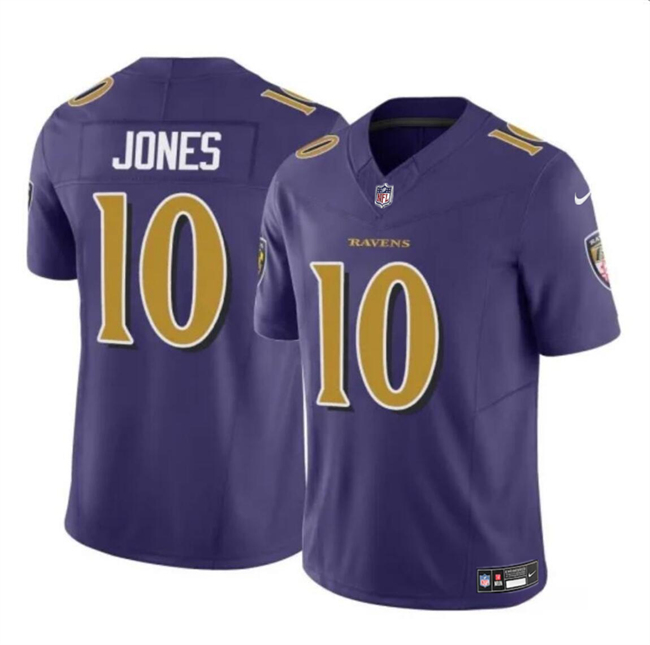 Men's Baltimore Ravens #10 Emory Jones Purple 2023 F.U.S.E Vapor Limited Football Jersey Men's Baltimore Ravens #10 Emory Jones Purple 2023 F.U.S.E Vapor Limited Football Jersey