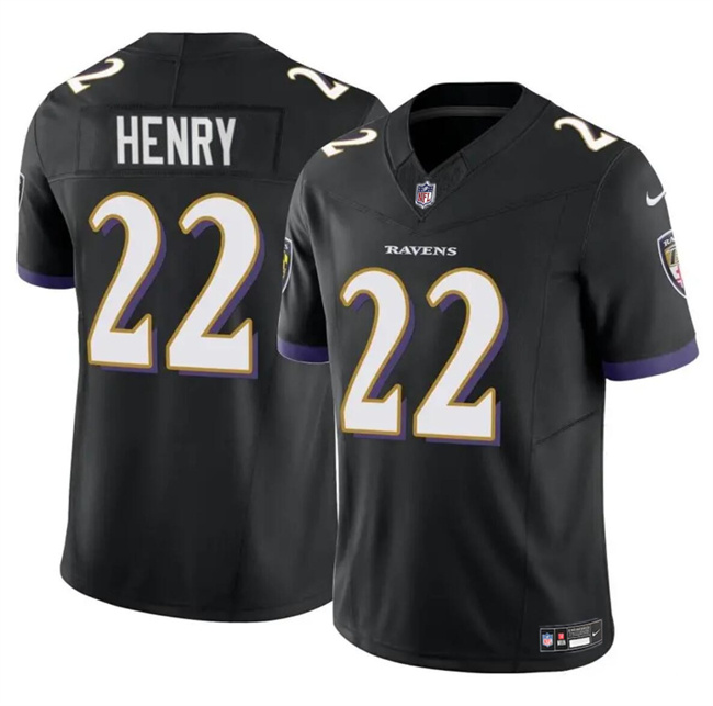 Men's Baltimore Ravens #22 Derrick Henry 2023 F.U.S.E. Black Vapor Limited Football Jersey Men's Baltimore Ravens #22 Derrick Henry 2023 F.U.S.E. Black Vapor Limited Football Jersey