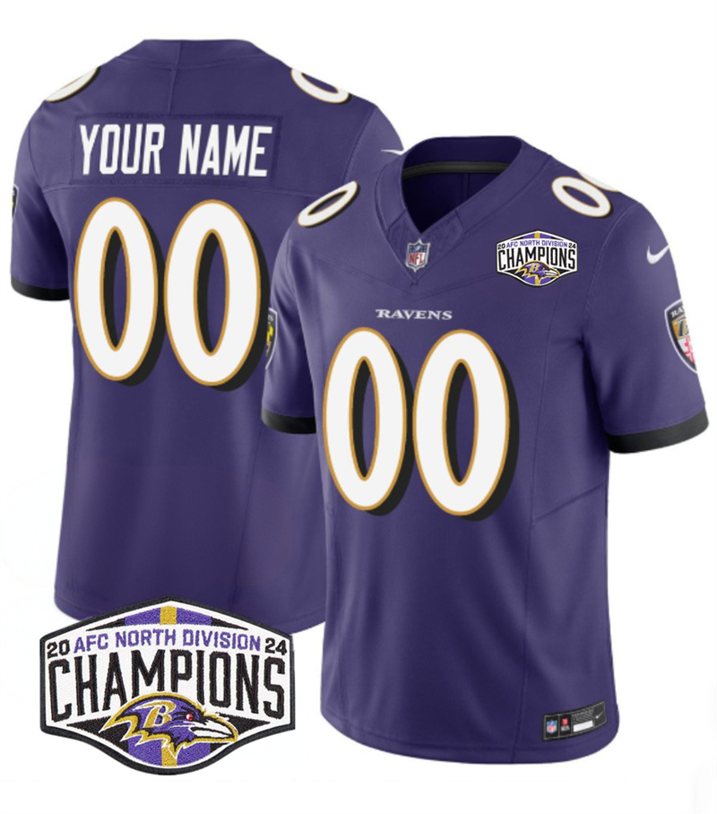 Men's Baltimore Ravens Active Player Custom Purple F.U.S.E 2024 AFC North Division Champions Vapor Limited Football Jersey Men's Baltimore Ravens Active Player Custom Purple F.U.S.E 2024 AFC North Division Champions Vapor Limited Football Jersey