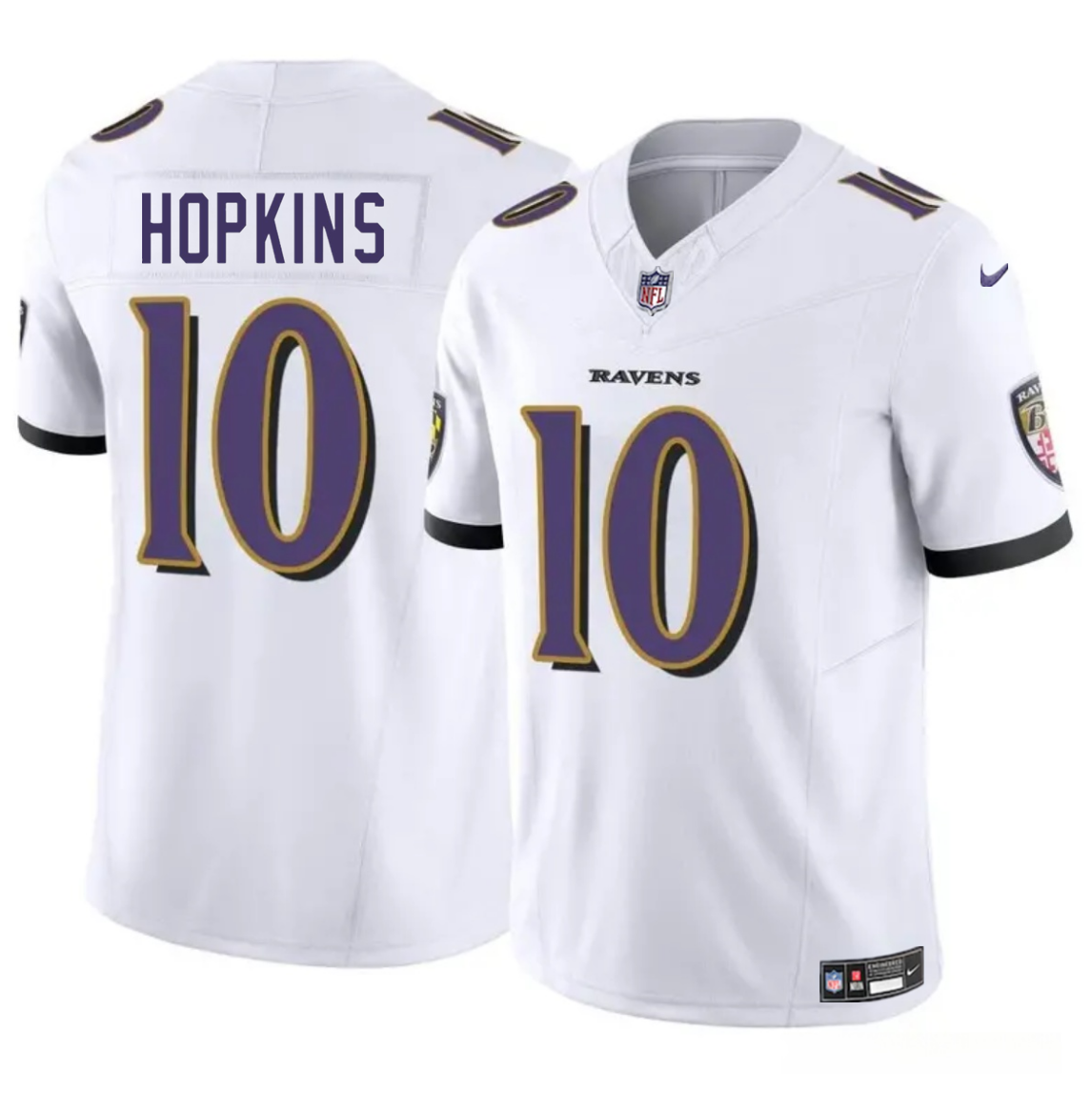 Men's Baltimore Ravens #10 DeAndre Hopkins White 2025 F.U.S.E Vapor Limited Football Jersey Men's Baltimore Ravens #10 DeAndre Hopkins White 2025 F.U.S.E Vapor Limited Football Jersey