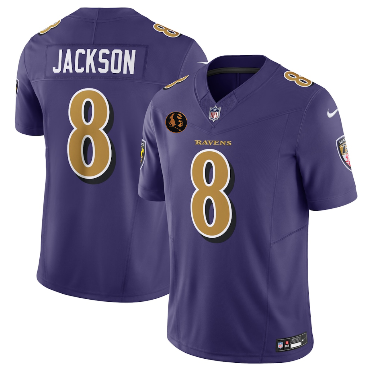 Men's Baltimore Ravens #8 Lamar Jackson Purple 2025 F.U.S.E. With John Madden Patch Limited Football Jersey Men's Baltimore Ravens #8 Lamar Jackson Purple 2025 F.U.S.E. With John Madden Patch Limited Football Jersey