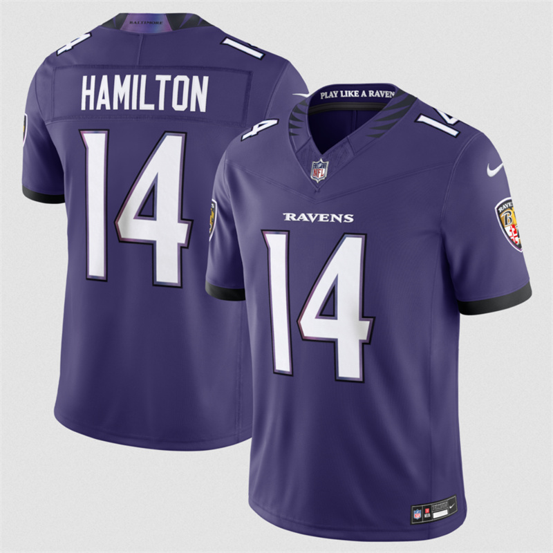 Men's Baltimore Ravens #14 Kyle Hamilton Purple 2026 F.U.S.E Vapor Stitched Limited Football Jersey Men's Baltimore Ravens #14 Kyle Hamilton Purple 2026 F.U.S.E Vapor Stitched Limited Football Jersey