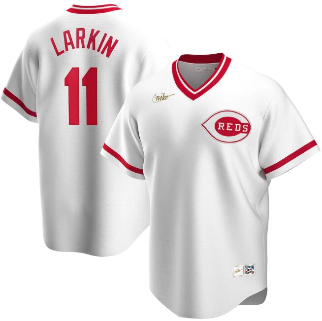 Men's Cincinnati Reds #11 Barry Larkin New White MLB Cool Base Stitched Jersey Men's Cincinnati Reds #11 Barry Larkin New White MLB Cool Base Stitched Jersey