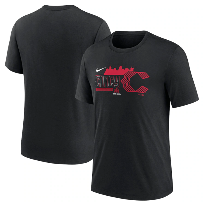 Men's Cincinnati Reds Black 2023 City Connect Tri-Blend T-Shirt Men's Cincinnati Reds Black 2023 City Connect Tri-Blend T-Shirt