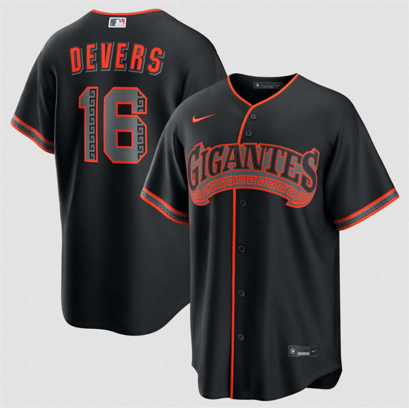Men's San Francisco Giants #16 Rafael Devers Black 2026 Alternate Stitched Baseball Jersey Men's San Francisco Giants #16 Rafael Devers Black 2026 Alternate Stitched Baseball Jersey
