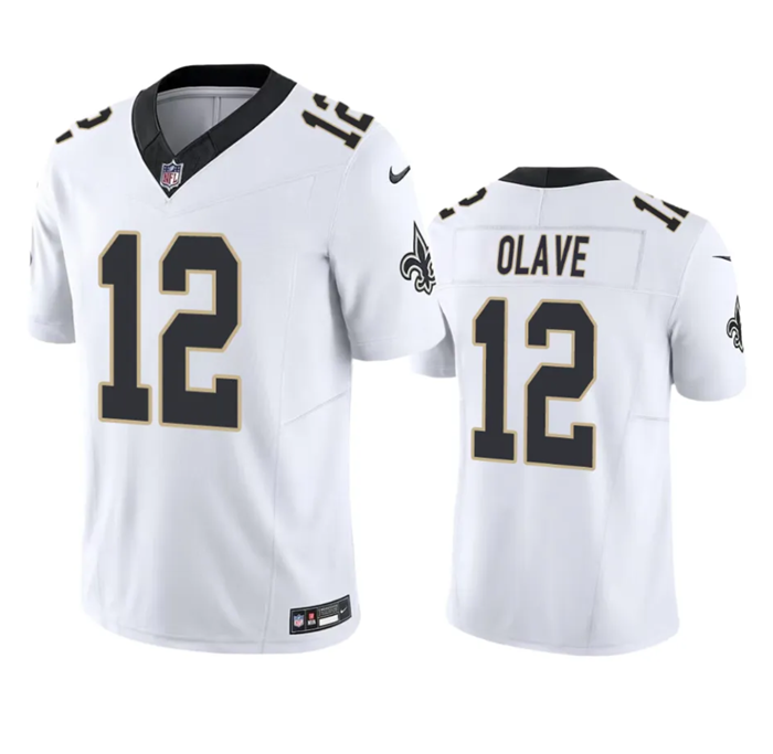 Men's New Orleans Saints #12 Chris Olave White 2023 F.U.S.E. Vapor Untouchable Limited Stitched Jersey Men's New Orleans Saints #12 Chris Olave White 2023 F.U.S.E. Vapor Untouchable Limited Stitched Jersey