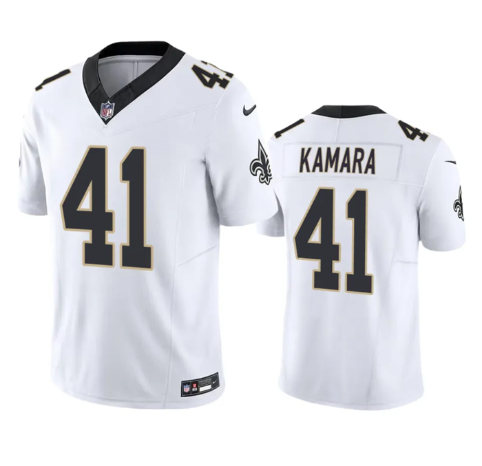 Men's New Orleans Saints #41 Alvin Kamara White 2023 F.U.S.E. Vapor Untouchable Limited Stitched Jersey Men's New Orleans Saints #41 Alvin Kamara White 2023 F.U.S.E. Vapor Untouchable Limited Stitched Jersey