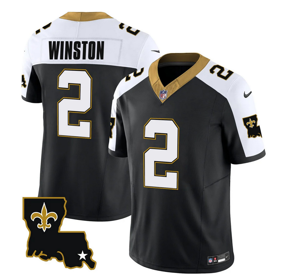 Men's New Orleans Saints #2 Jameis Winston Black White 2023 F.U.S.E. 1987 Legacy Vapor Stitched Jersey Men's New Orleans Saints #2 Jameis Winston Black White 2023 F.U.S.E. 1987 Legacy Vapor Stitched Jersey
