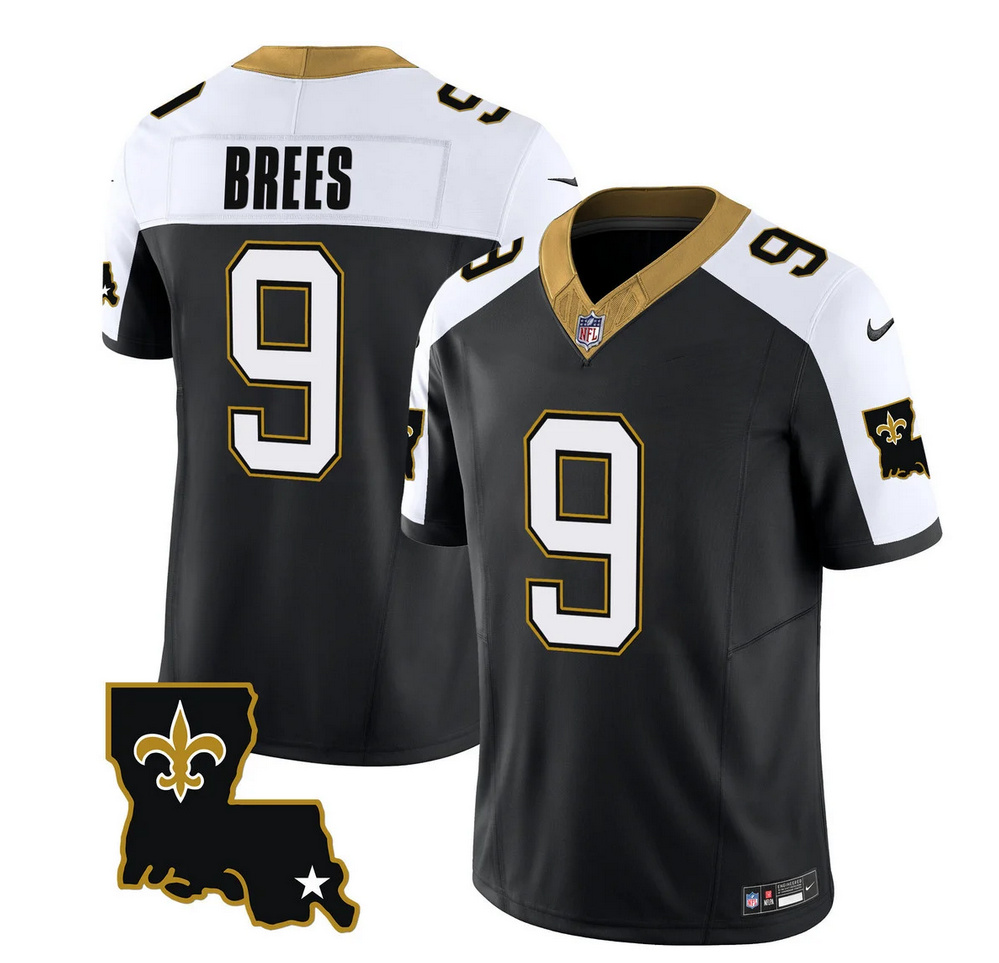 Men's New Orleans Saints #9 Drew Brees Black White 2023 F.U.S.E. 1987 Legacy Vapor Stitched Jersey Men's New Orleans Saints #9 Drew Brees Black White 2023 F.U.S.E. 1987 Legacy Vapor Stitched Jersey