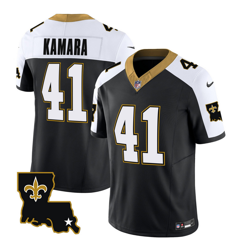 Men's New Orleans Saints #41 Alvin Kamara Black White 2023 F.U.S.E. 1987 Legacy Vapor Stitched Jersey