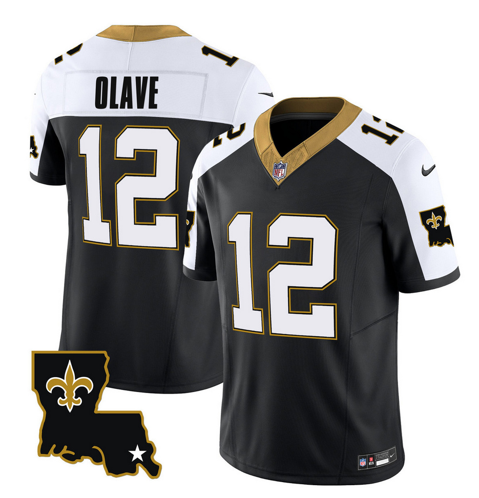 Men's New Orleans Saints #12 Chris Olave Black White 2023 F.U.S.E. 1987 Legacy Vapor Stitched Jersey Men's New Orleans Saints #12 Chris Olave Black White 2023 F.U.S.E. 1987 Legacy Vapor Stitched Jersey