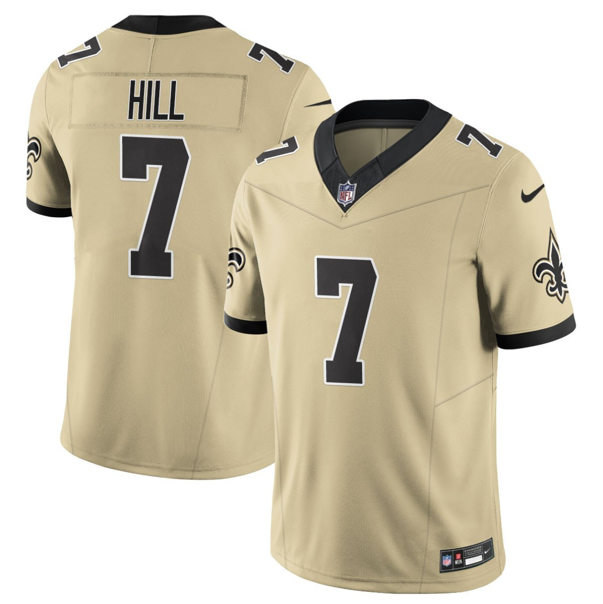 Men's New Orleans Saints #7 Taysom Hill Gold 2025 F.U.S.E. Alternate Vapor Limited Stitched Football Jersey Men's New Orleans Saints #7 Taysom Hill Gold 2025 F.U.S.E. Alternate Vapor Limited Stitched Football Jersey